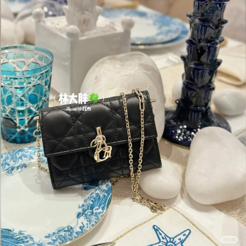Dior black wallet with chain crossbody